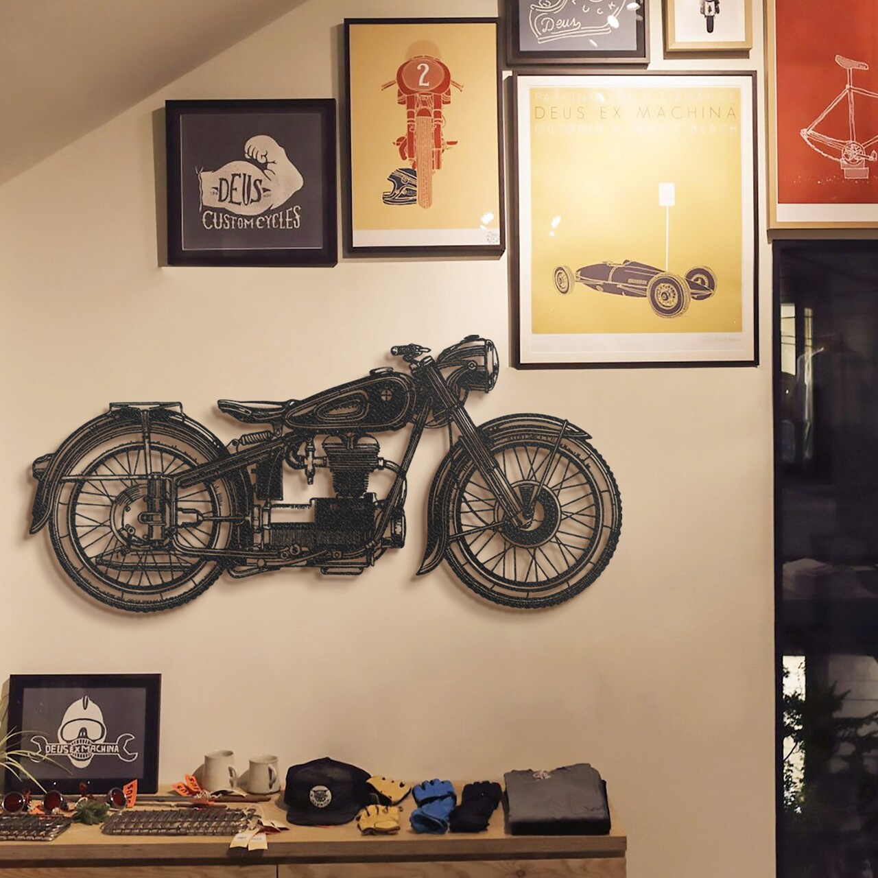 Decoratiune de perete, Cafe Racer, Dimensiune: 47 x 100 cm (1 bucată), Negru - imagine 6